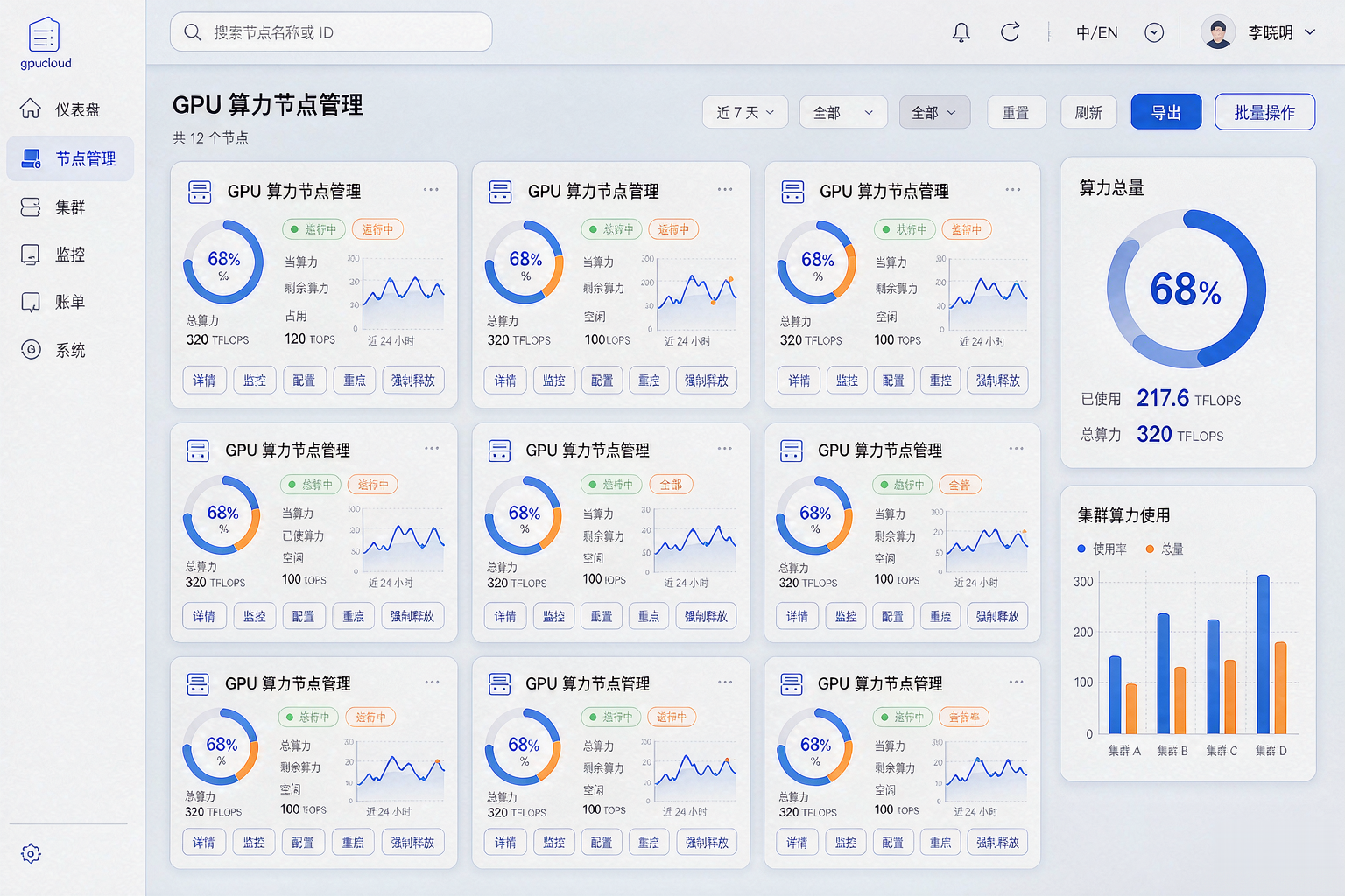 AI算力调度平台界面